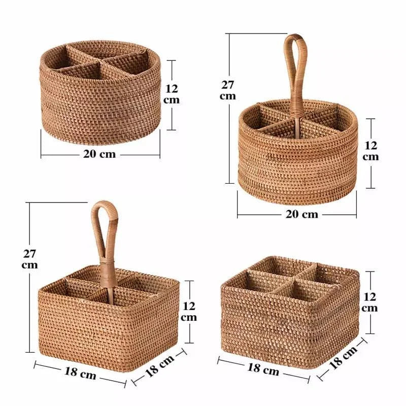 Cesta de Armazenamento em Vime Rattan Feita à Mão para Organização Offertaza