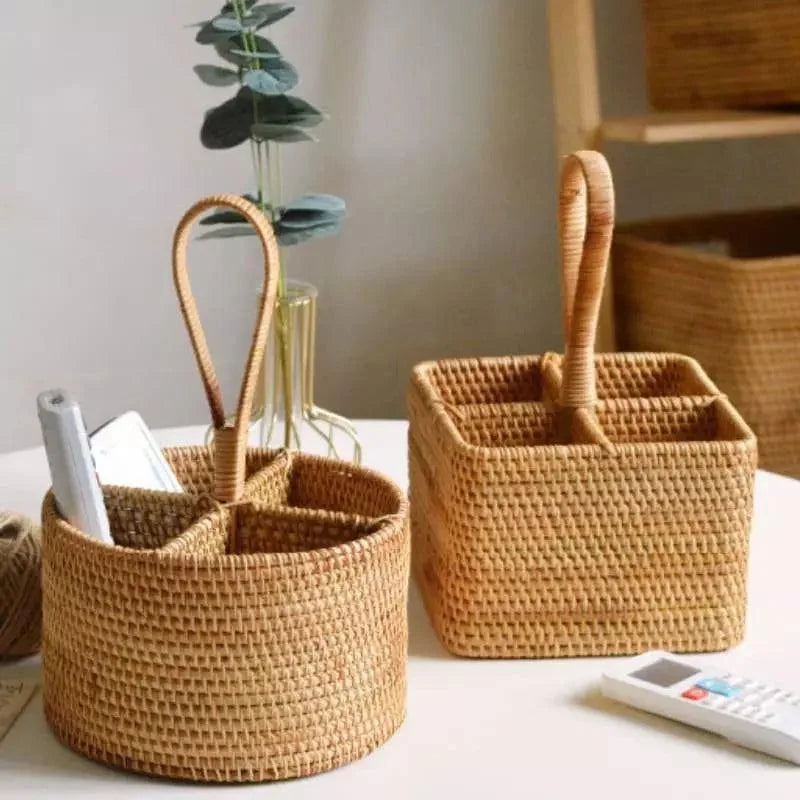 Cesta de Armazenamento em Vime Rattan Feita à Mão para Organização Offertaza