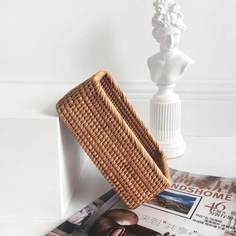 Cesto Organizador de Palha Rattan Feito à Mão para Decoração Natural Offertaza