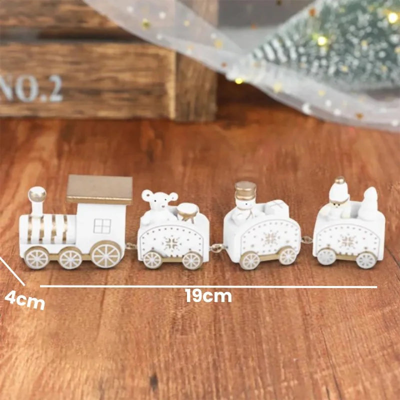 Trenzinho de Madeira Natalino Vermelho para Mesa de Festa Offertaza