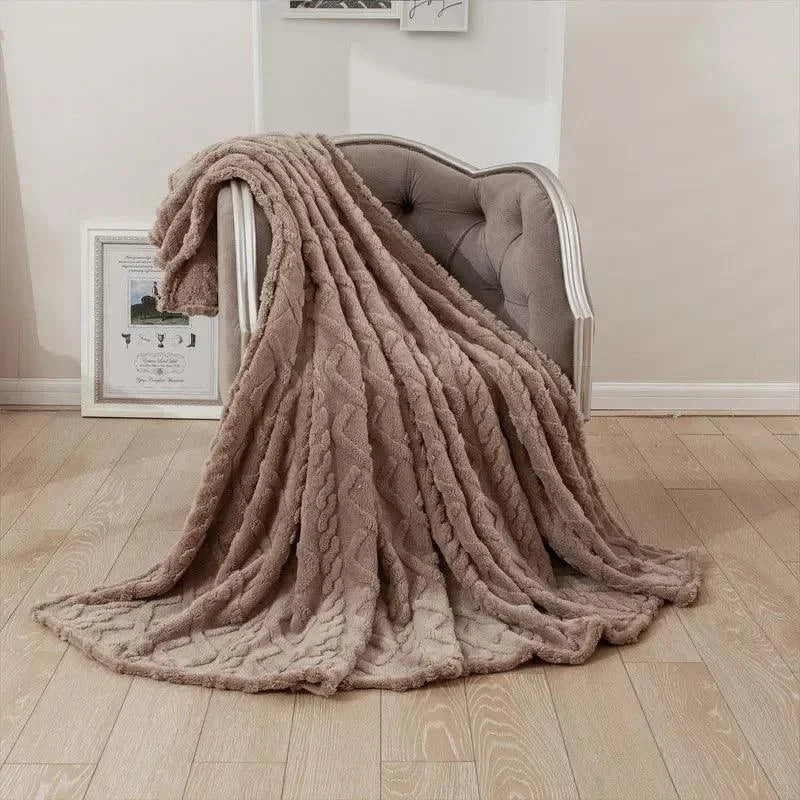 Cobertor Retangular de Microfibra Jacquard para Decoração de Sofá Offertaza