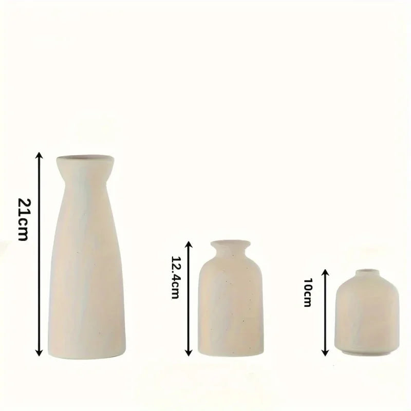 Vasos Decorativos Cerâmica Rústica para Sala e Escritório 3 Peças Offertaza