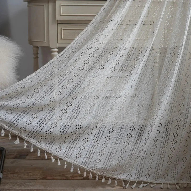 Cortina de Crochê Translúcida para Decoração Offertaza