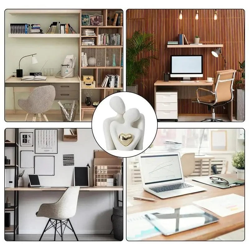 Estátua de Casal em Cerâmica para Decoração Moderna Offertaza