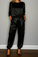 Conjunto Feminino Calça e Blusa em Seda Turquesa - Essenza