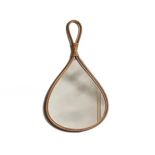 Espelho Oval de Rattan Natural Feito à Mão para Decoração Offertaza