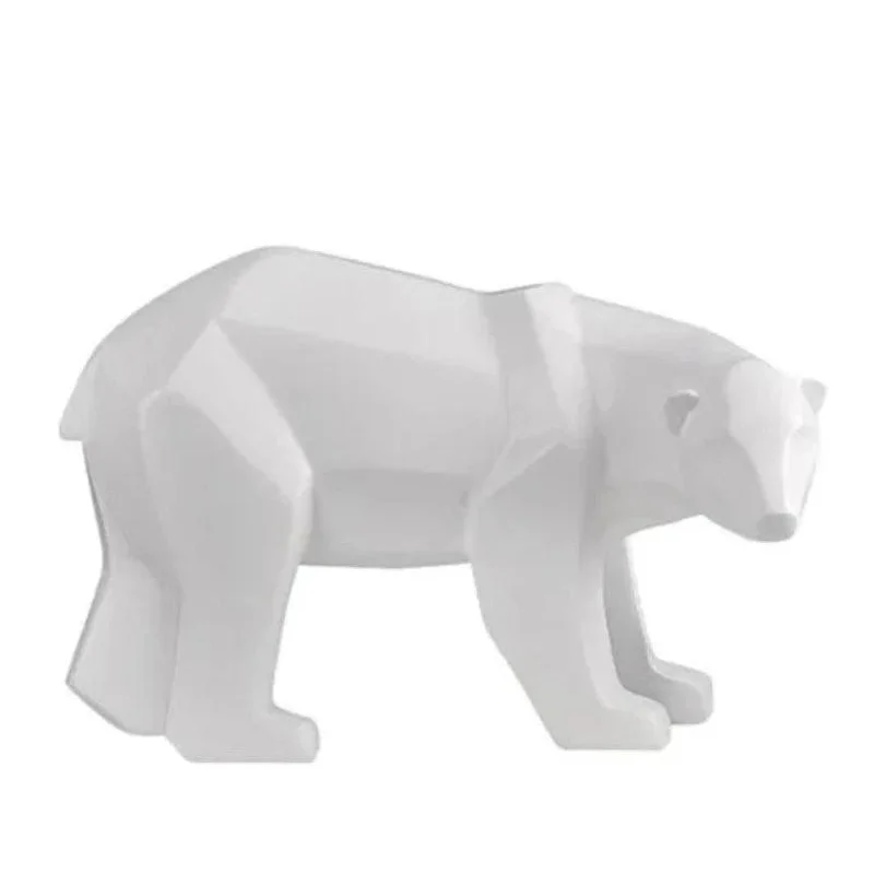 Escultura Decorativa de Urso Polar Geométrico em Resina Offertaza