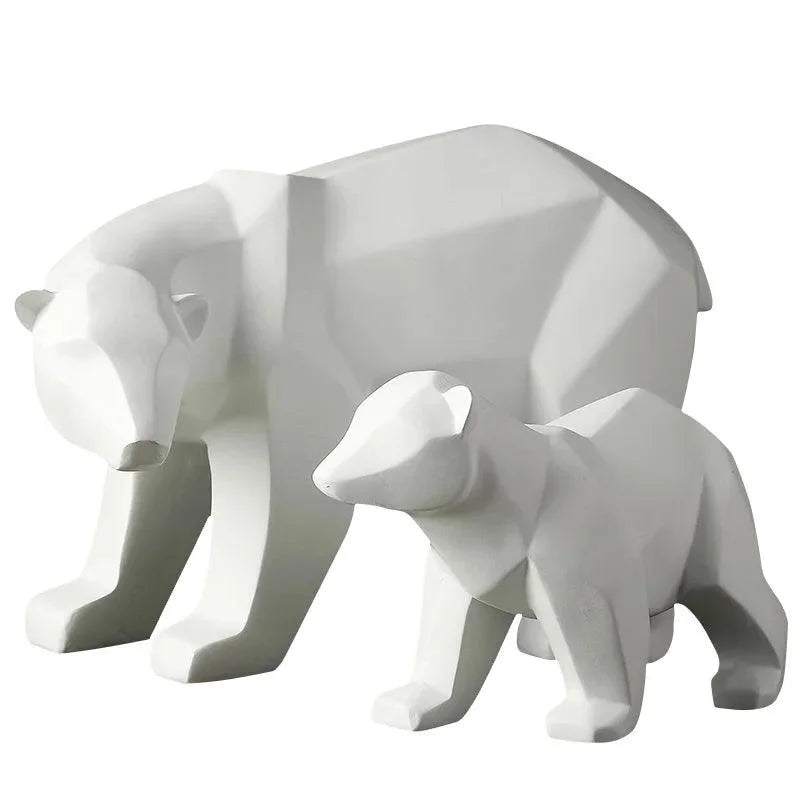 Escultura Decorativa de Urso Polar Geométrico em Resina Offertaza