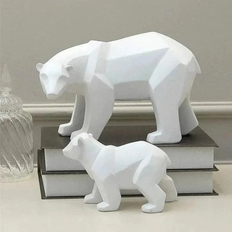 Escultura Decorativa de Urso Polar Geométrico em Resina Offertaza