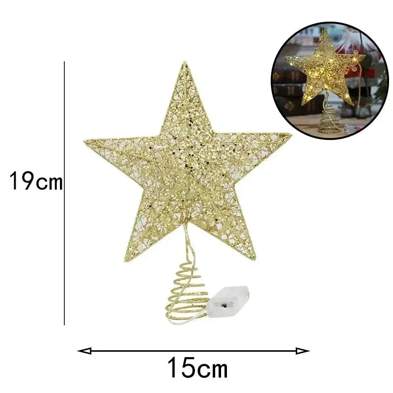 Estrela LED Ferro para Topo de Árvore de Natal Fio de Cobre Offertaza