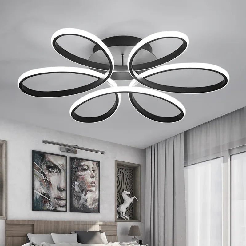 Lustre de Teto em Alumínio com Design Floral para Sala e Quarto Offertaza