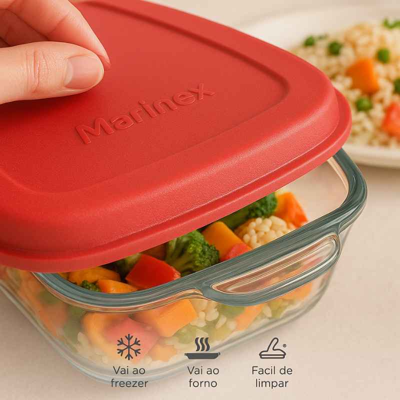 Assadeira Retangular Marinex com Tampa - 2 Unidades 3,5L