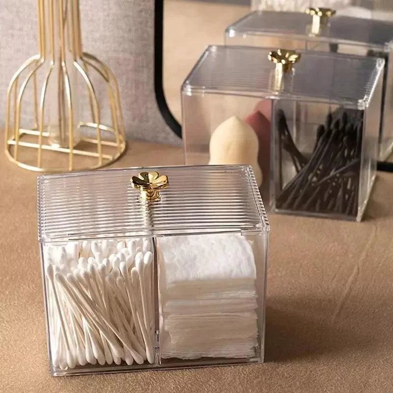 Organizador Porta Cotonete e Algodão Acrílico para Banheiro e Quarto Offertaza