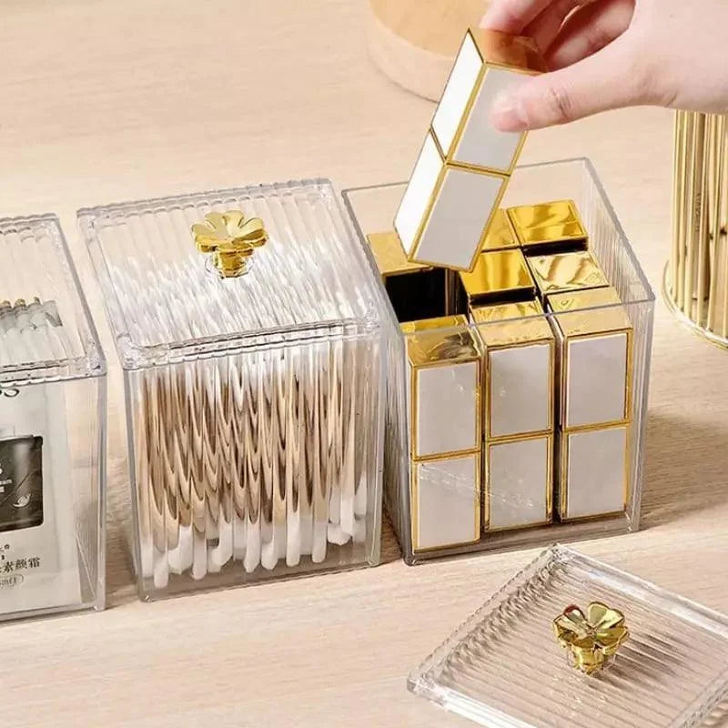 Organizador Porta Cotonete e Algodão Acrílico para Banheiro e Quarto Offertaza