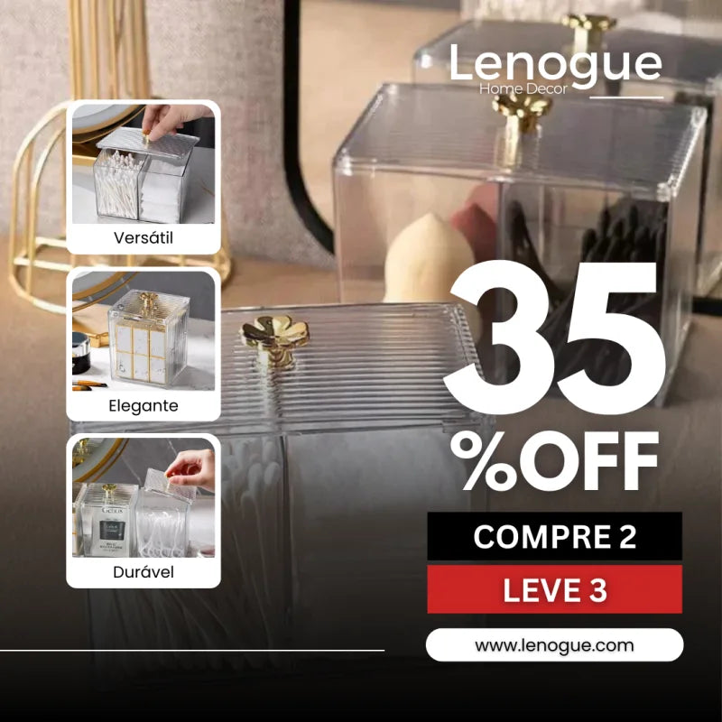 Organizador Porta Cotonete e Algodão Acrílico para Banheiro e Quarto Offertaza