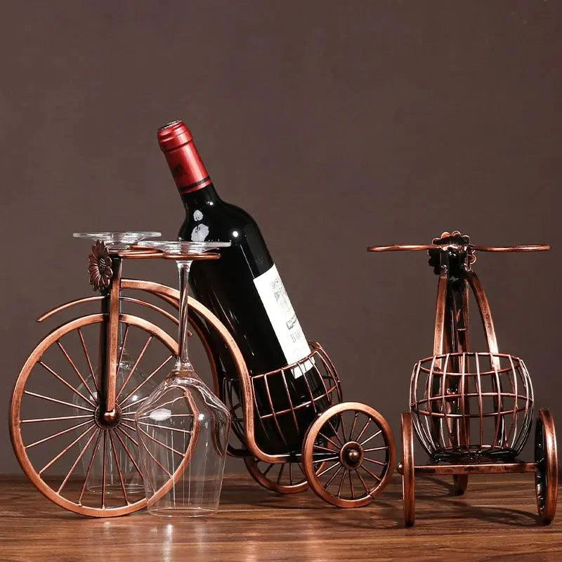 Porta Vinho Decorativo Metal Formato Bicicleta Design Retro Cobre Offertaza