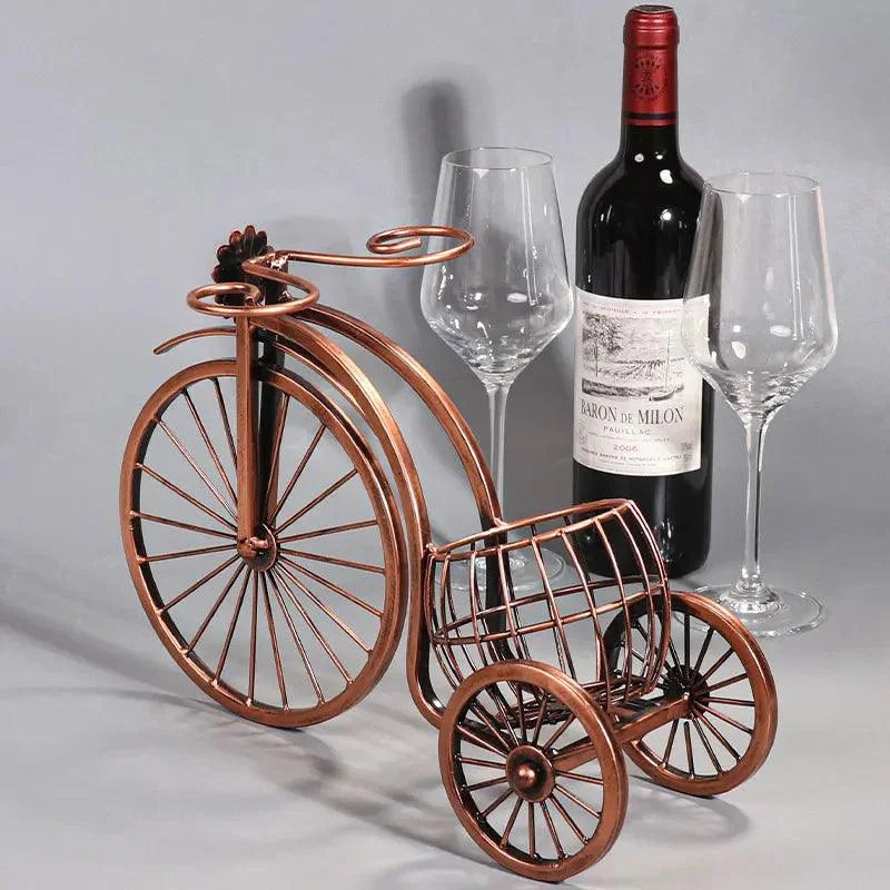 Porta Vinho Decorativo Metal Formato Bicicleta Design Retro Cobre Offertaza
