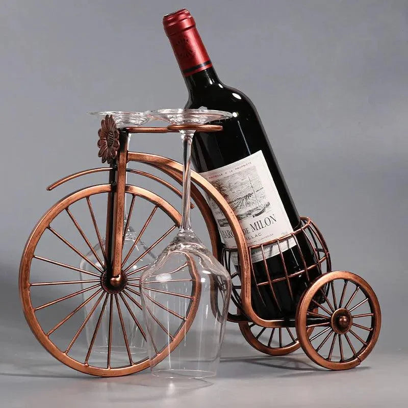Porta Vinho Decorativo Metal Formato Bicicleta Design Retro Cobre Offertaza
