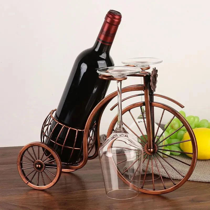 Porta Vinho Decorativo Metal Formato Bicicleta Design Retro Cobre Offertaza