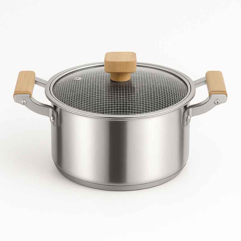 Panela de Aço Cirúrgico Alemã Premium com Tampa de Vidro