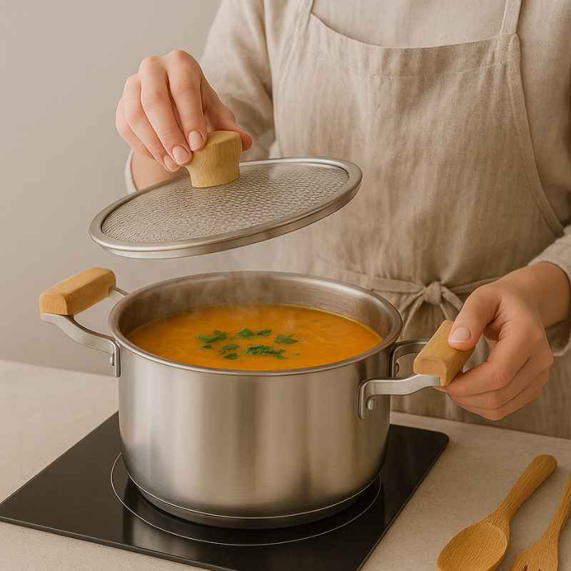 Panela de Aço Cirúrgico Alemã Premium com Tampa de Vidro