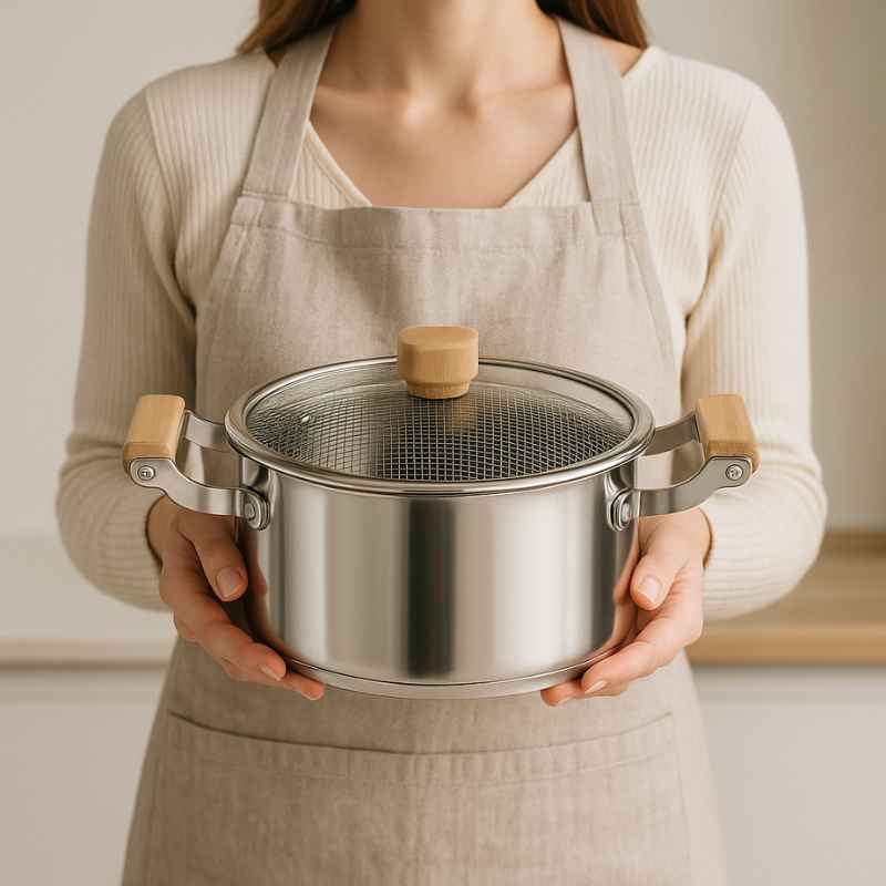 Panela de Aço Cirúrgico Alemã Premium com Tampa de Vidro