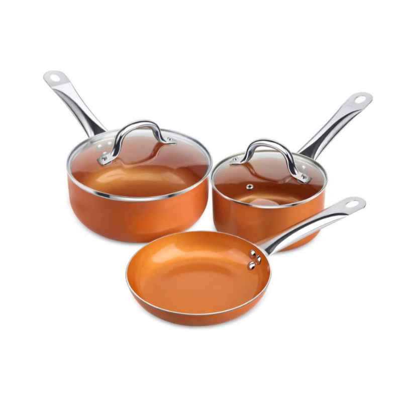 Conjunto de Panelas de Cobre Antiaderentes 10 Peças - Tradição