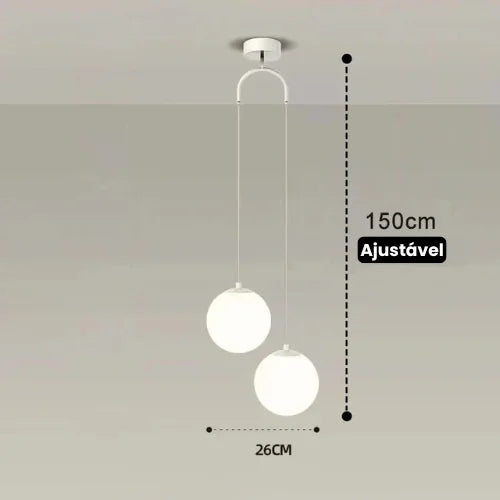 Lustre Pendente de Vidro com LED para Sala e Quarto Offertaza