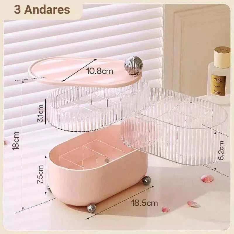 Porta Joias Organizador Transparente com Divisórias e Design Moderno Offertaza