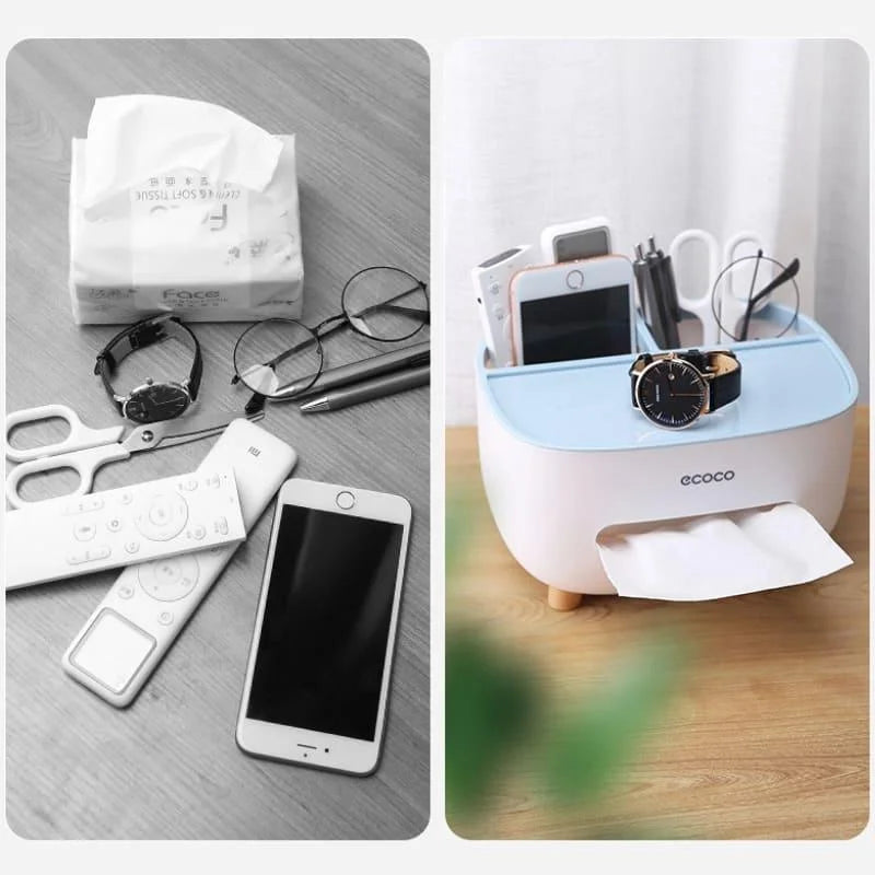 Dispenser Porta Lenço e Papel com Compartimento Multifuncional para Banheiro Offertaza