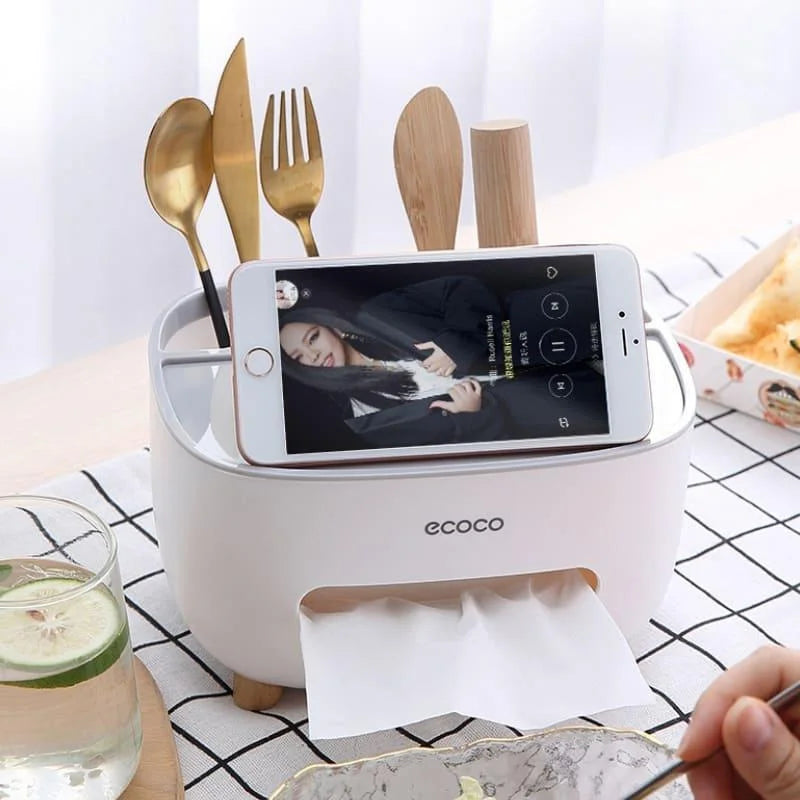 Dispenser Porta Lenço e Papel com Compartimento Multifuncional para Banheiro Offertaza