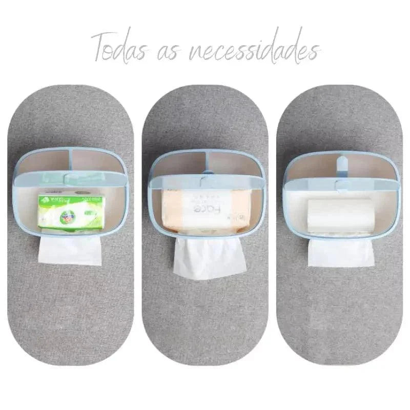 Dispenser Porta Lenço e Papel com Compartimento Multifuncional para Banheiro Offertaza