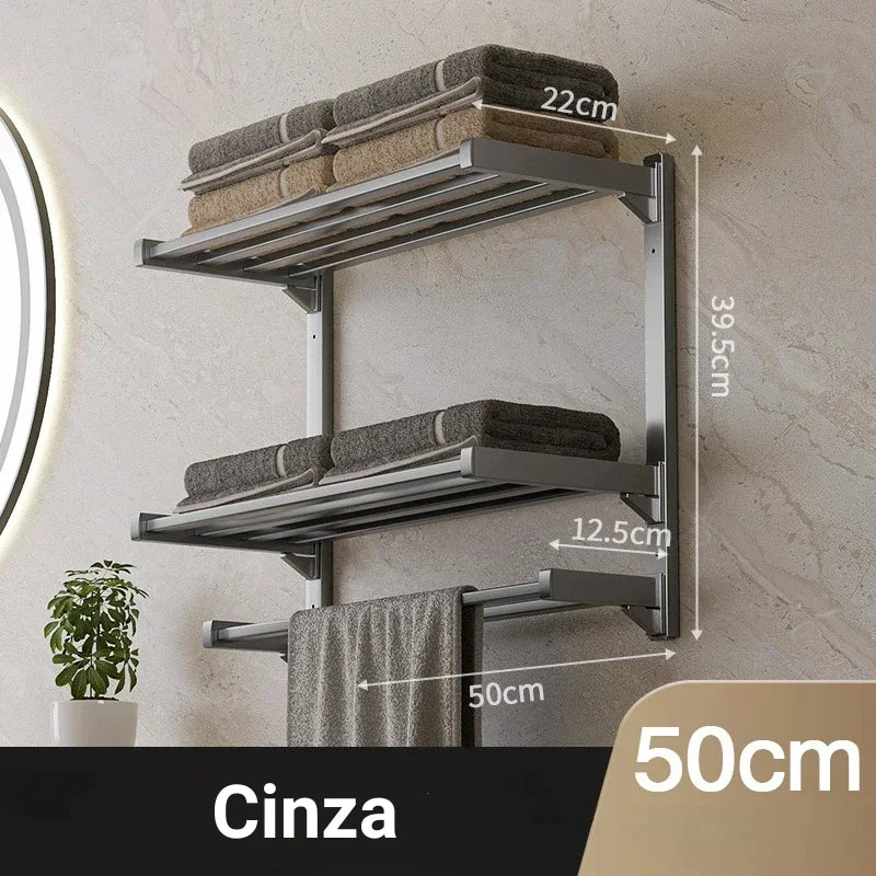 Porta Toalha de Parede sem Furo com Prateleira Reforçada Offertaza