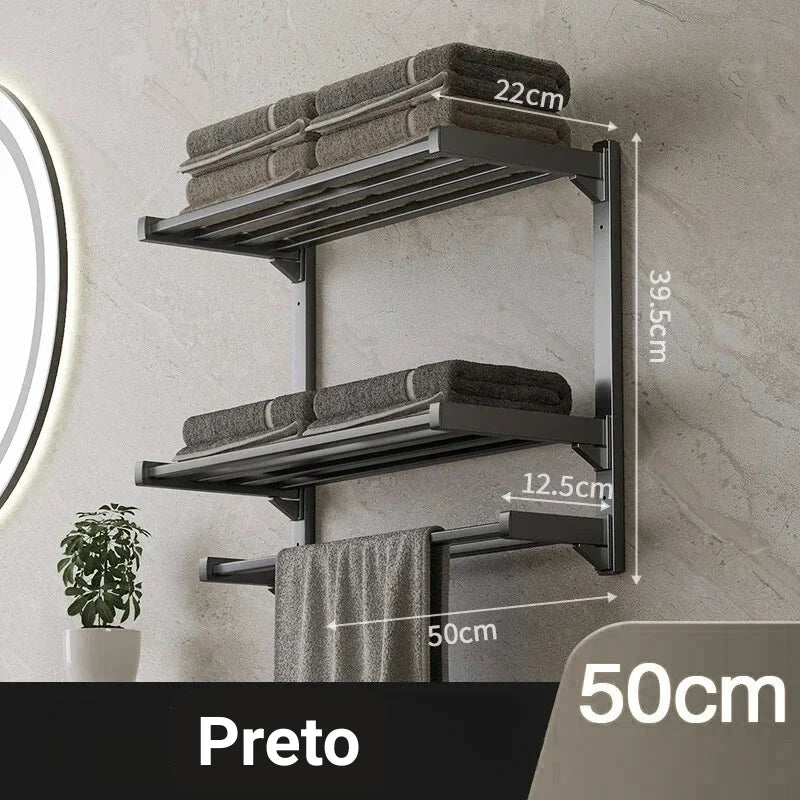 Porta Toalha de Parede sem Furo com Prateleira Reforçada Offertaza