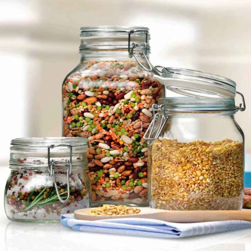 Pote de Vidro Hermético – Kit 3 Peças com Tampa Vedação 1500ml