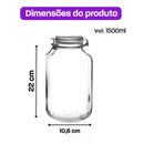 Pote de Vidro Hermético – Kit 3 Peças com Tampa Vedação 1500ml