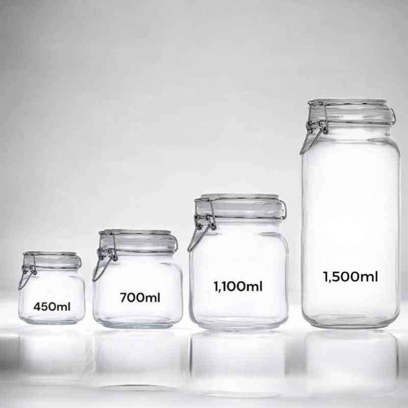 Pote de Vidro Hermético Premium – Kit 4 Peças com Tampa de Metal