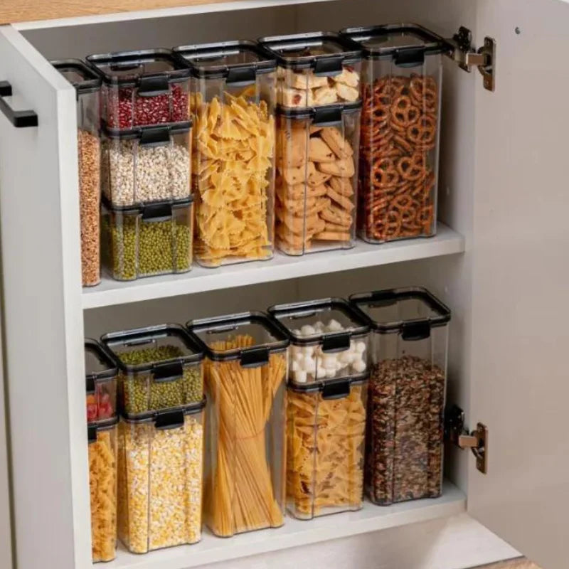 Potes Herméticos para Mantimentos - Kit de 9 Peças Empilháveis