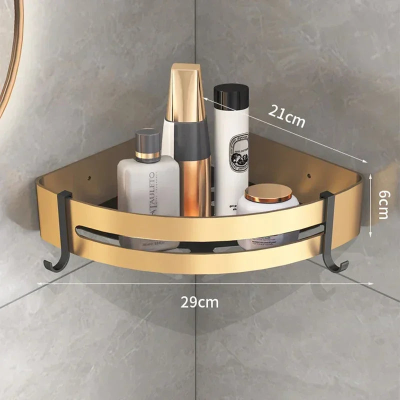 Prateleira de Banheiro em Alumínio com Ganchos e Porta-Papel Offertaza