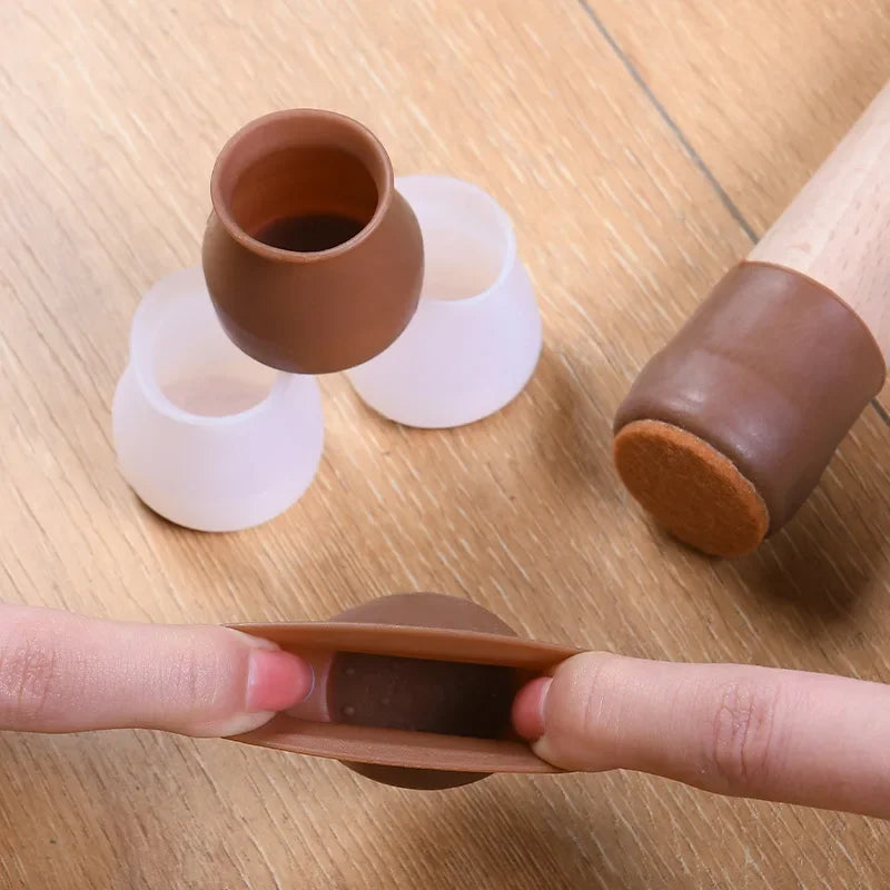 Protetor de Pés de Cadeira e Mesa em Silicone com Feltro Antiderrapante Offertaza