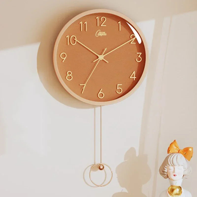 Relógio de Parede em Madeira Circular com Pêndulo para Sala Offertaza