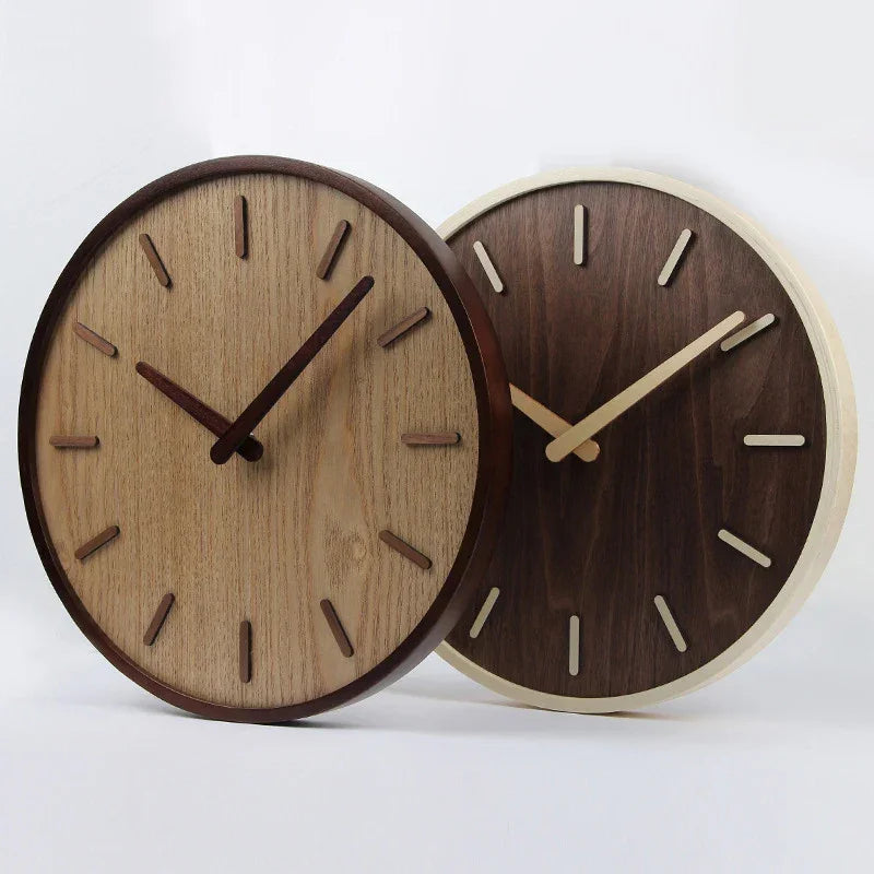 Relógio de Parede Madeira Circular Silencioso para Sala Offertaza