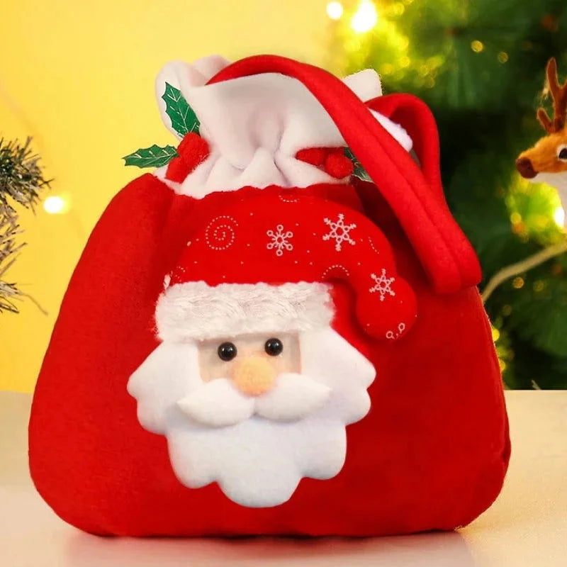 Sacola de Flanela com Cordão para Presentes de Natal Offertaza