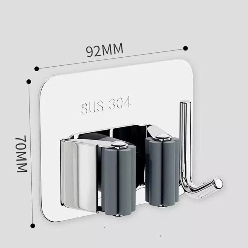 Suporte de Vassoura Adesivo de Parede em Aço Inox com Gancho Offertaza