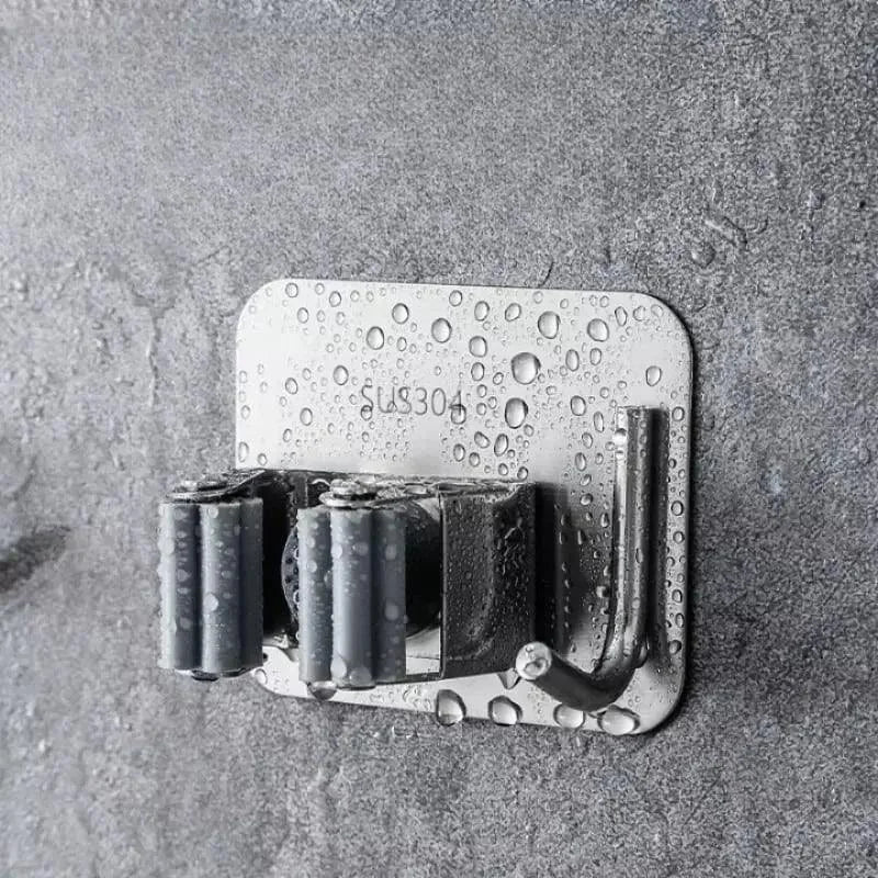 Suporte de Vassoura Adesivo de Parede em Aço Inox com Gancho Offertaza