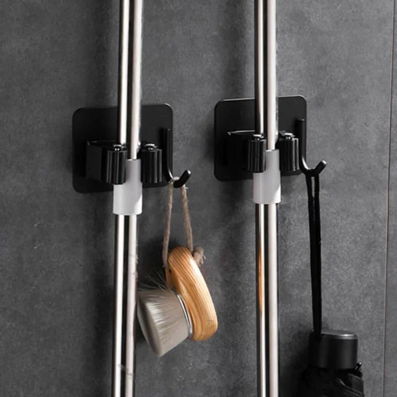 Suporte de Vassoura Adesivo de Parede em Aço Inox com Gancho Offertaza
