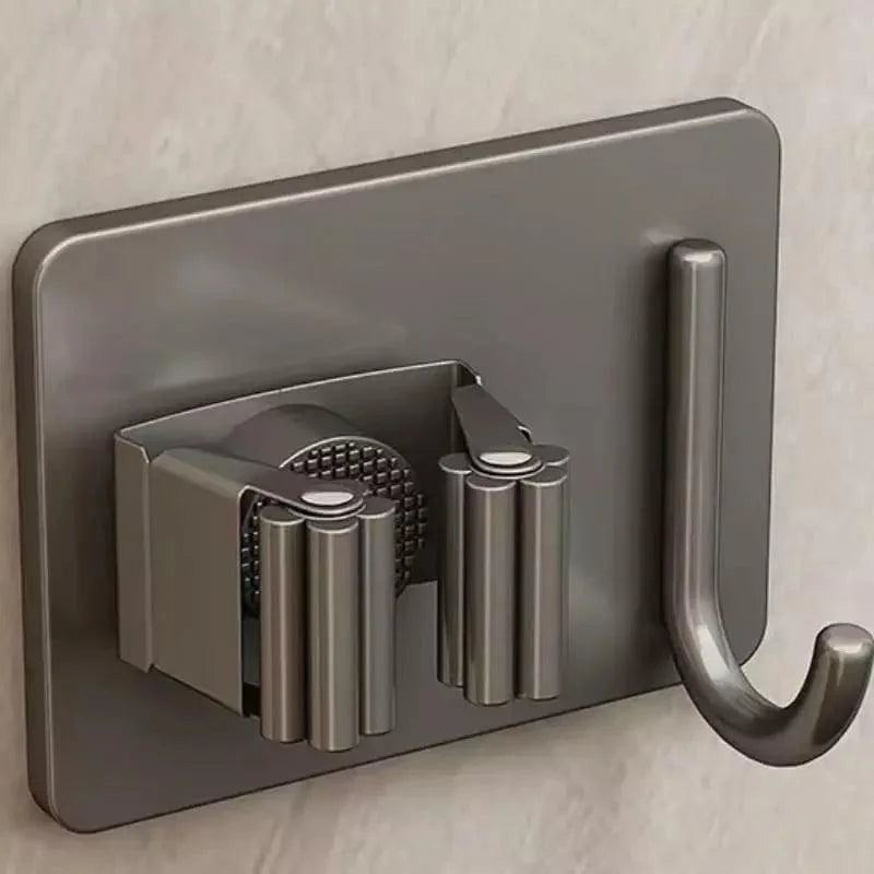Suporte de Vassoura Adesivo de Parede em Aço Inox com Gancho Offertaza