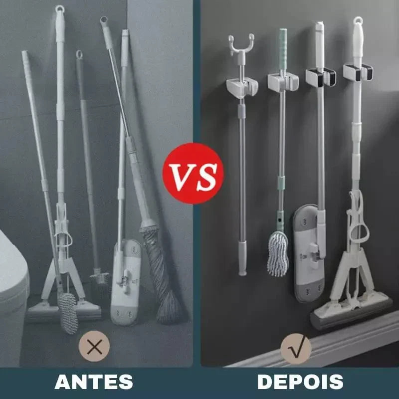Suporte de Vassoura e Rodo com Adesivo de Parede Ajustável Offertaza