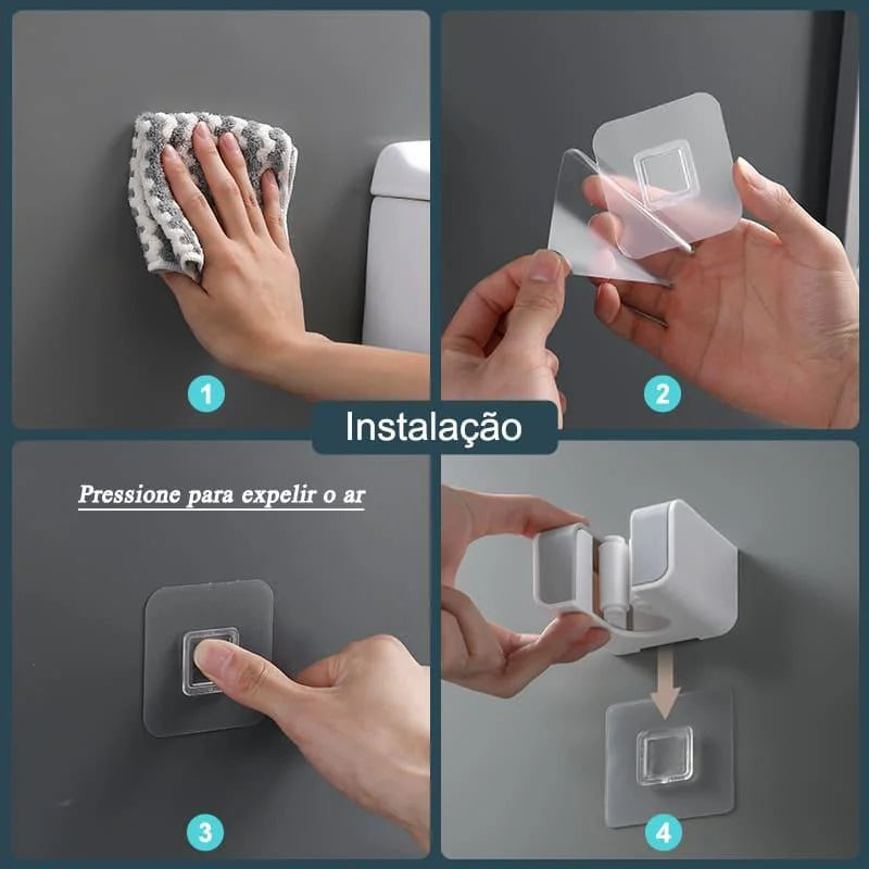 Suporte de Vassoura e Rodo com Adesivo de Parede Ajustável Offertaza