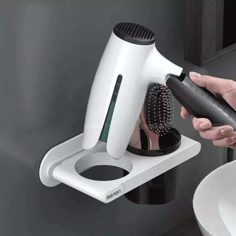 Suporte para Secador de Cabelo de Parede com Compartimentos Offertaza